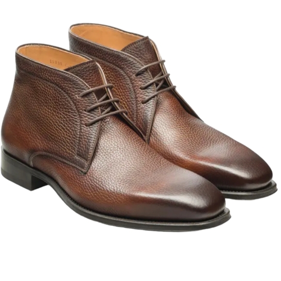 Magnanni Maren Chukka Spain Pebbled Leather Brown Boot...Size 10 - Picture 1 of 13